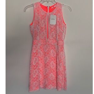 LF Millau White and Hot Pink Lace Party Dress